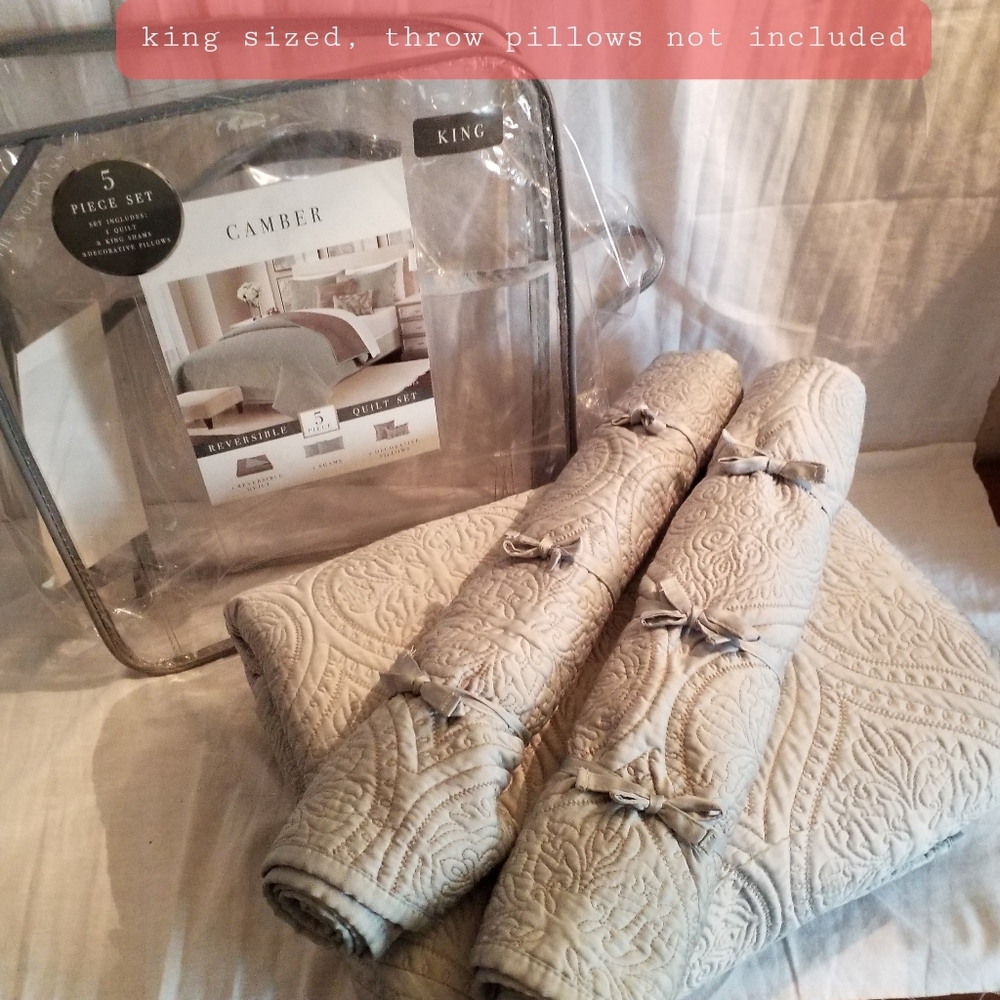 King sized satin sage green quilt set